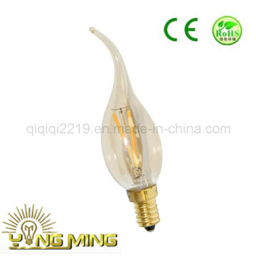 1.5W Ca35 Gold Colored E14 Brass Base Shop Light LED Filament Bulb